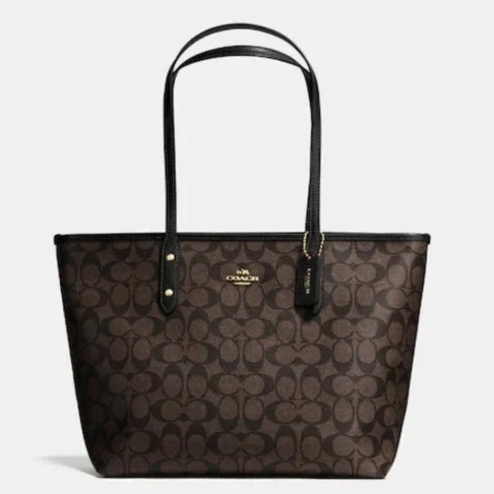 Coach City Zip Tote In Signature Canvas